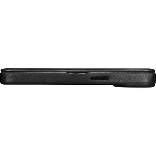 iCarer iCarer CE Oil Wax Premium Leather Folio Case skórzane etui iPhone 14 Plus z klapką magnetyczne MagSafe czarny (AKI14220707-BK)