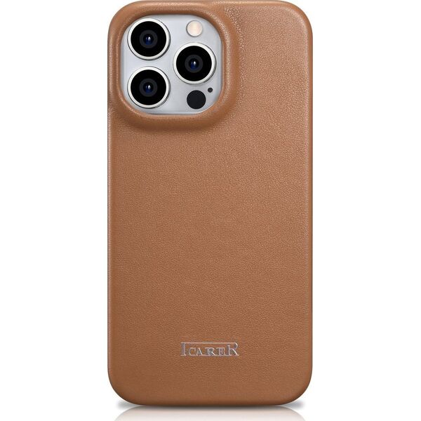iCarer iCarer CE Premium Leather Folio Case skórzane etui iPhone 14 Pro z klapką magnetyczne MagSafe brązowy (WMI14220714-BN)