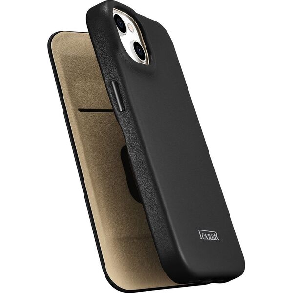 iCarer iCarer CE Premium Leather Folio Case skórzane etui iPhone 14 Plus z klapką magnetyczne MagSafe czarny (WMI14220715-BK)