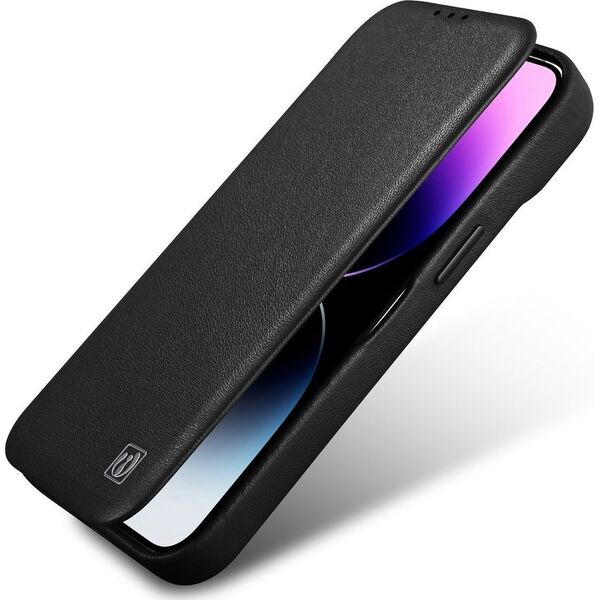 iCarer iCarer CE Premium Leather Folio Case skórzane etui iPhone 14 Plus z klapką magnetyczne MagSafe czarny (WMI14220715-BK)
