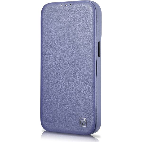 iCarer iCarer CE Premium Leather Folio Case skórzane etui iPhone 14 Pro z klapką magnetyczne MagSafe jasnofioletowy (WMI14220714-LP)