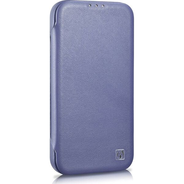 iCarer iCarer CE Premium Leather Folio Case skórzane etui iPhone 14 Plus z klapką magnetyczne MagSafe jasnofioletowy (WMI14220715-LP)