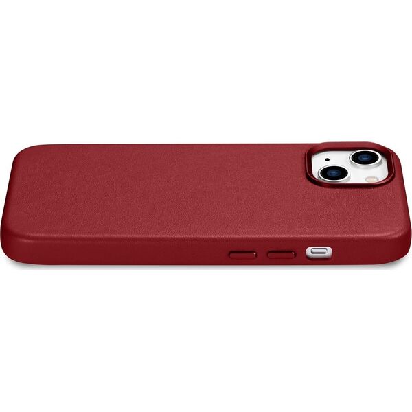 iCarer iCarer Case Leather pokrowiec etui z naturalnej skóry do iPhone 14 Plus czerwony (kompatybilne z MagSafe)
