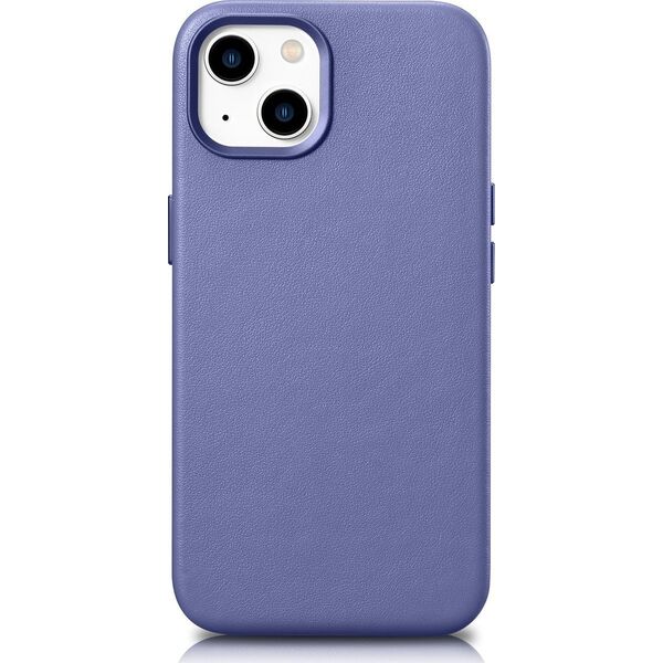 iCarer iCarer Case Leather pokrowiec etui z naturalnej skóry do iPhone 14 Plus jasnofioletowy (kompatybilne z MagSafe)