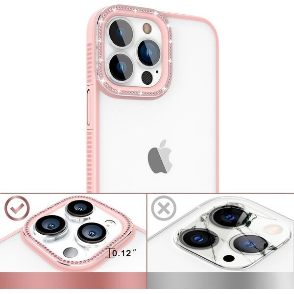 Kingxbar Kingxbar Sparkle Series etui iPhone 13 Pro z kryształami obudowa pokrowiec na tył plecki różowy