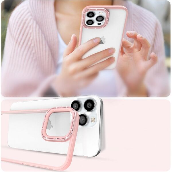 Kingxbar Kingxbar Sparkle Series etui iPhone 13 Pro z kryształami obudowa pokrowiec na tył plecki różowy