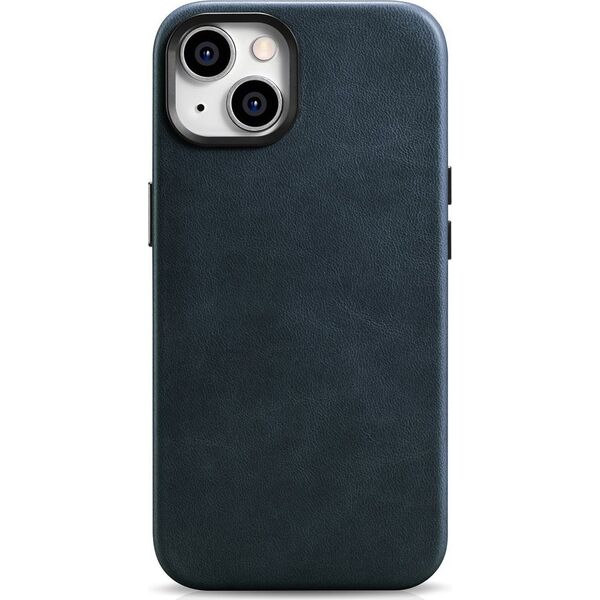 iCarer iCarer Oil Wax Premium Leather Case skórzane etui iPhone 14 magnetyczne z MagSafe ciemnoniebieski (WMI14220701-BU)