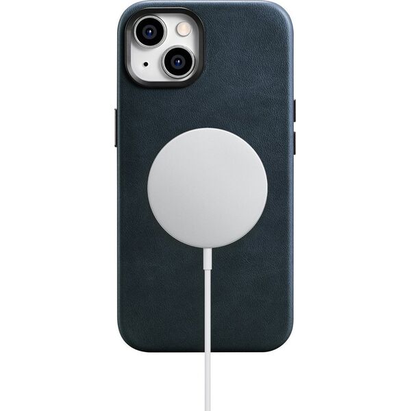 iCarer iCarer Oil Wax Premium Leather Case skórzane etui iPhone 14 magnetyczne z MagSafe ciemnoniebieski (WMI14220701-BU)