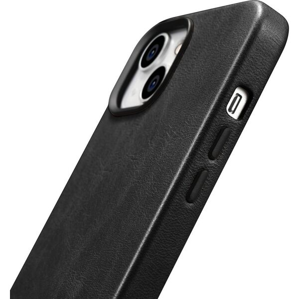 iCarer iCarer Oil Wax Premium Leather Case skórzane etui iPhone 14 Plus magnetyczne z MagSafe czarny (WMI14220703-BK)