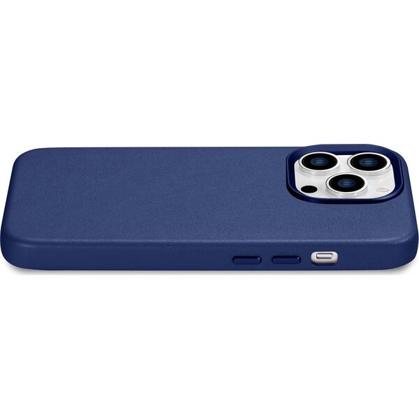 iCarer iCarer Case Leather pokrowiec etui z naturalnej skóry do iPhone 14 Pro Max niebieski (WMI14220708-BU) (kompatybilne z MagSafe)