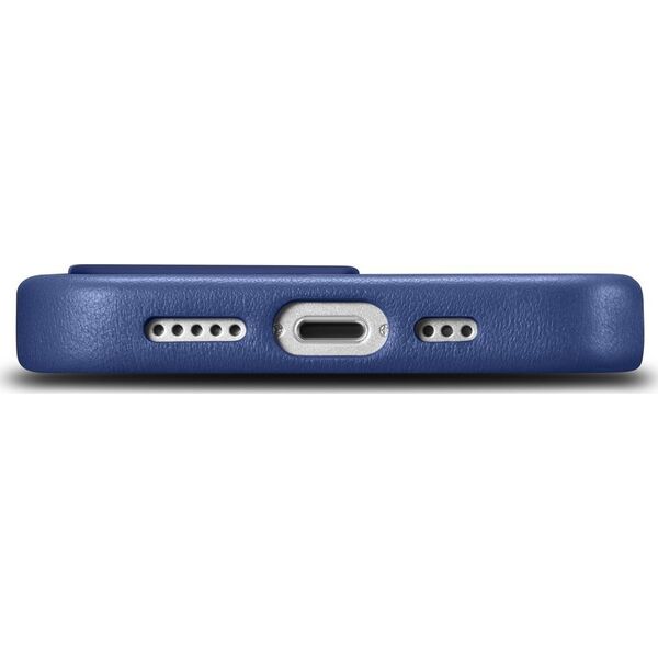 iCarer iCarer Case Leather pokrowiec etui z naturalnej skóry do iPhone 14 Pro Max niebieski (WMI14220708-BU) (kompatybilne z MagSafe)