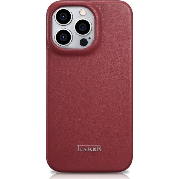 iCarer iCarer CE Premium Leather Folio Case skórzane etui iPhone 14 Pro Max z klapką magnetyczne MagSafe czerwony (WMI14220716-RD)