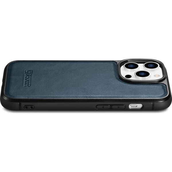 iCarer iCarer Leather Oil Wax etui pokryte naturalną skórą do iPhone 14 Pro (kompatybilne z MagSafe) niebieski (WMI14220718-BU)