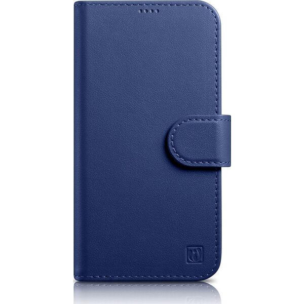 iCarer iCarer Wallet Case 2in1 etui iPhone 14 Pro skórzany pokrowiec z klapką Anti-RFID niebieski (WMI14220726-BU)