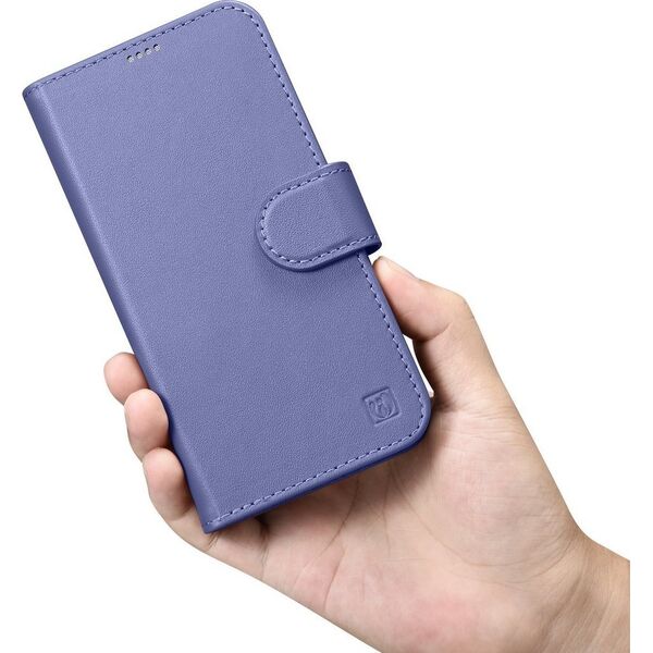 iCarer iCarer Wallet Case 2in1 etui iPhone 14 Pro Max skórzany pokrowiec z klapką Anti-RFID jasnofioletowy (WMI14220728-LP)