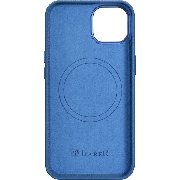 iCarer iCarer Litchi Premium Leather Case skórzane etui iPhone 14 magnetyczne z MagSafe jasnoniebieski (WMI14220709-LB)