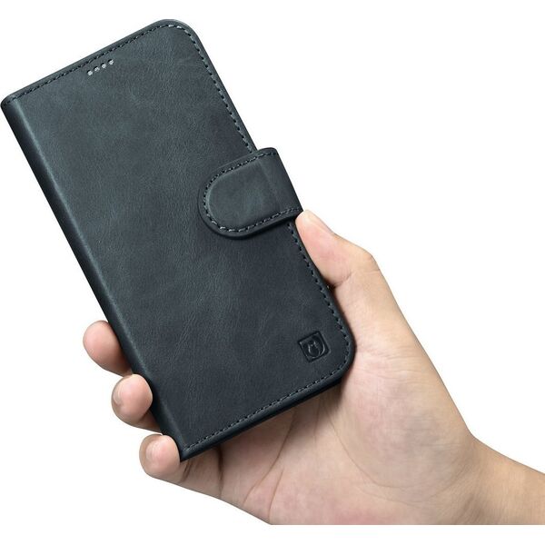 iCarer iCarer Oil Wax Wallet Case 2in1 etui iPhone 14 Pro Max skórzany pokrowiec z klapką Anti-RFID niebieski (WMI14220724-BU)