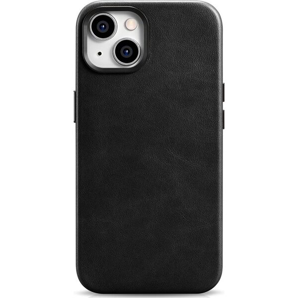 iCarer iCarer Oil Wax Premium Leather Case skórzane etui iPhone 14 magnetyczne z MagSafe czarny (WMI14220701-BK)