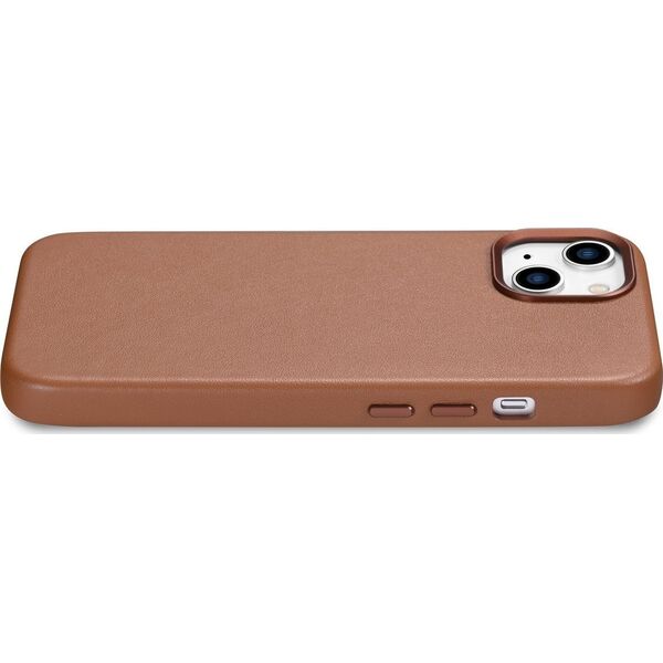 iCarer iCarer Case Leather pokrowiec etui z naturalnej skóry do iPhone 14 Plus brązowy (kompatybilne z MagSafe)