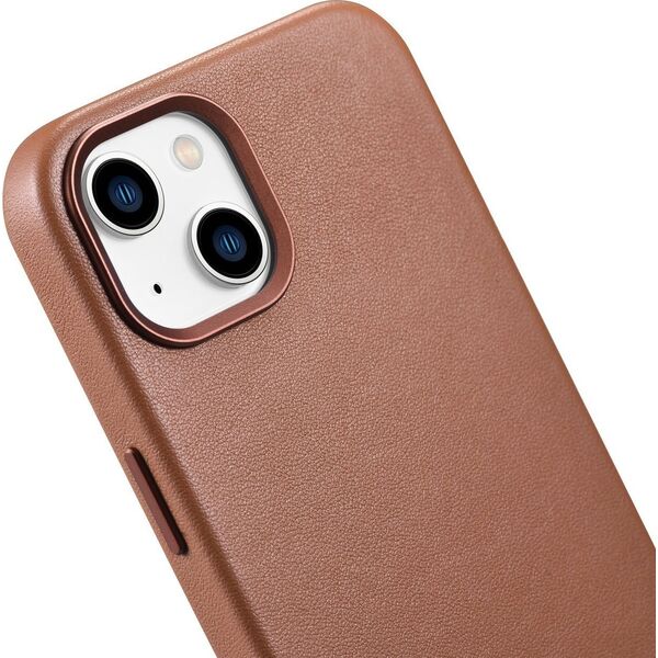 iCarer iCarer Case Leather pokrowiec etui z naturalnej skóry do iPhone 14 Plus brązowy (kompatybilne z MagSafe)