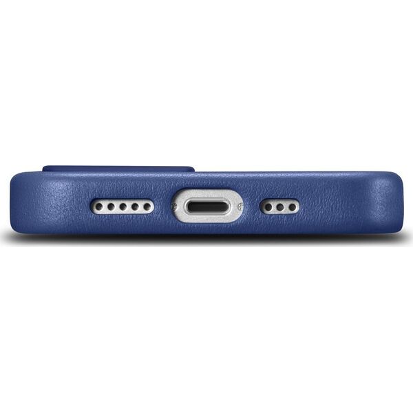 iCarer iCarer Case Leather pokrowiec etui z naturalnej skóry do iPhone 14 niebieski (WMI14220705-BU) (kompatybilne z MagSafe)