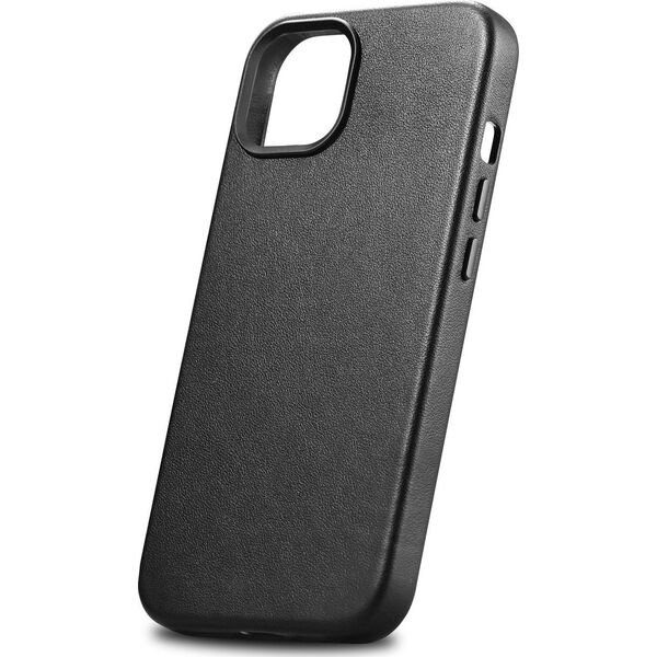 iCarer iCarer Case Leather pokrowiec etui z naturalnej skóry do iPhone 14 czarny (WMI14220705-BK) (kompatybilne z MagSafe)
