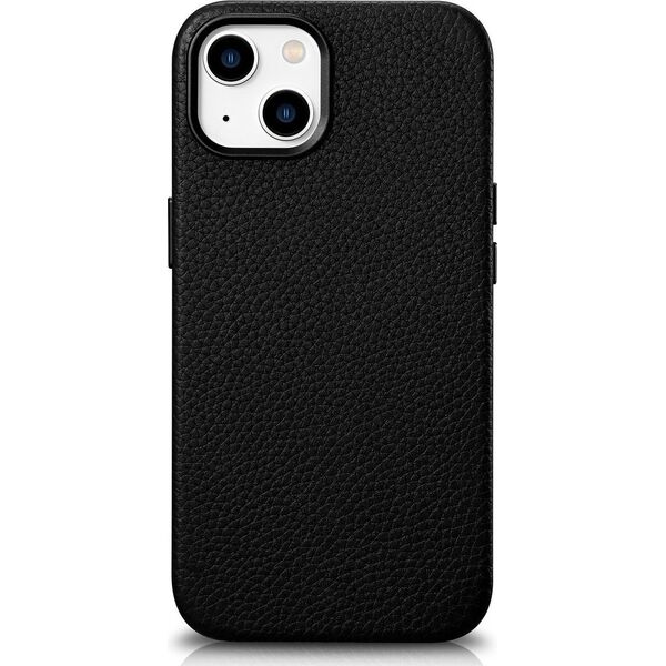 iCarer iCarer Litchi Premium Leather Case skórzane etui iPhone 14 Plus magnetyczne z MagSafe czarny (WMI14220711-BK)