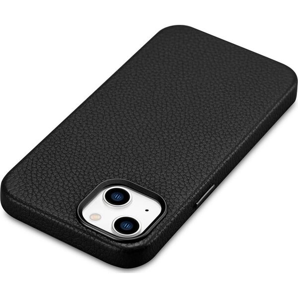 iCarer iCarer Litchi Premium Leather Case skórzane etui iPhone 14 Plus magnetyczne z MagSafe czarny (WMI14220711-BK)