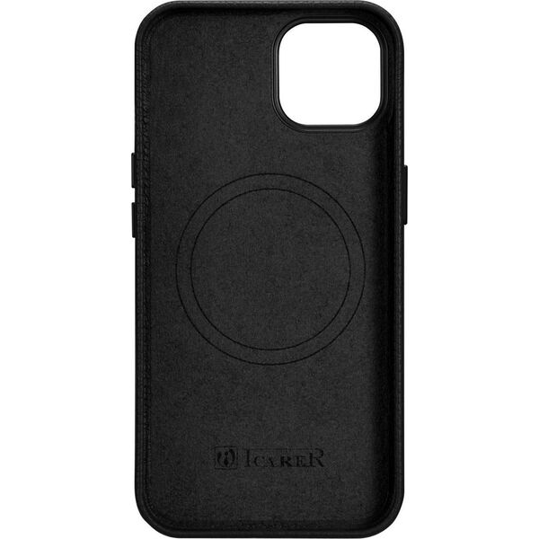 iCarer iCarer Litchi Premium Leather Case skórzane etui iPhone 14 Plus magnetyczne z MagSafe czarny (WMI14220711-BK)