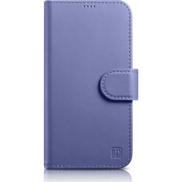 iCarer iCarer Wallet Case 2in1 etui iPhone 14 skórzany pokrowiec z klapką Anti-RFID jasnofioletowy (WMI14220725-LP)