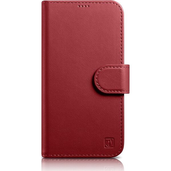 iCarer iCarer Wallet Case 2in1 etui iPhone 14 Pro skórzany pokrowiec z klapką Anti-RFID czerwony (WMI14220726-RD)