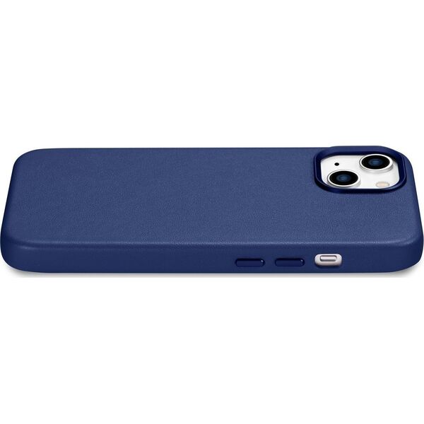 iCarer iCarer Case Leather pokrowiec etui z naturalnej skóry do iPhone 14 Plus niebieski (kompatybilne z MagSafe)