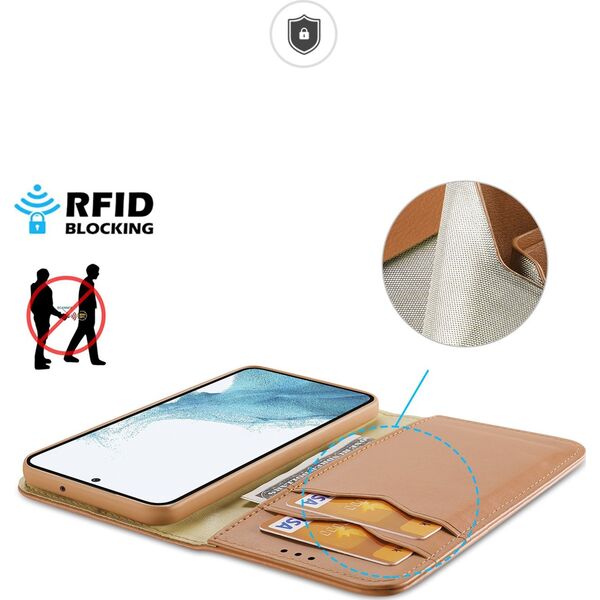Dux Ducis Dux Ducis Hivo etui Samsung Galaxy S23 pokrowiec z klapką portfel podstawka blokada RFID brązowe
