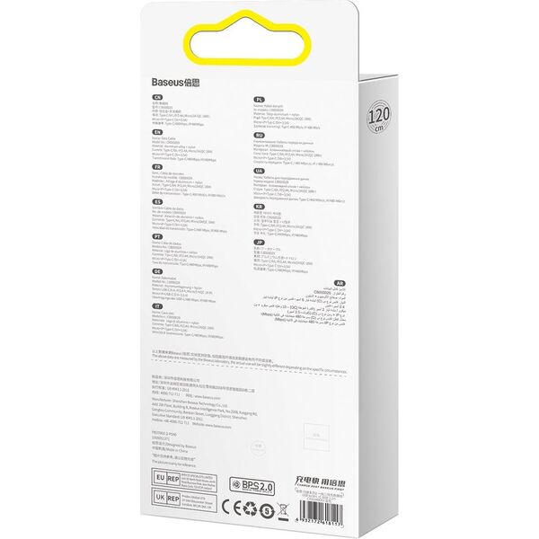 Kabel USB Baseus USB-A - USB-C + microUSB + Lightning 1.2 m Niebieski (BSU3888)
