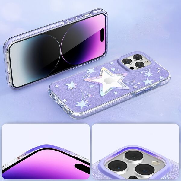 Kingxbar Kingxbar Heart Star Series etui iPhone 14 Plus etui w gwiazdki purple star