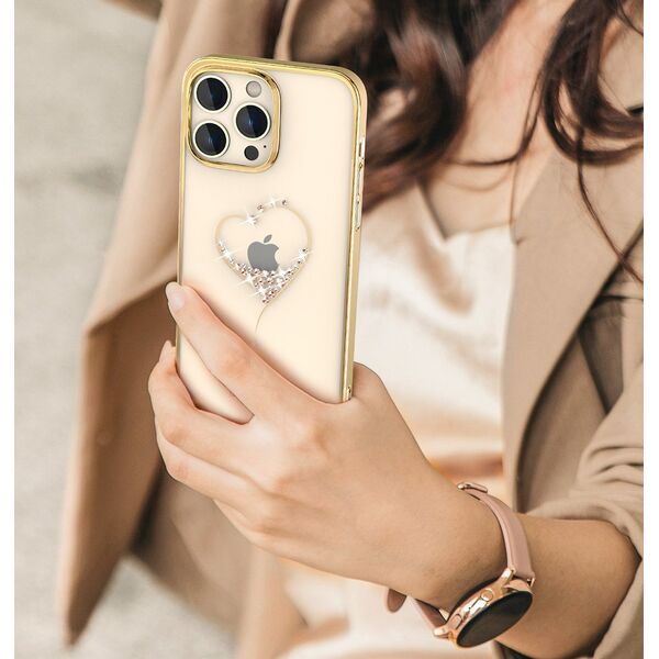 Kingxbar Kingxbar Wish Series etui iPhone 14 Plus ozdobione kryształami złote