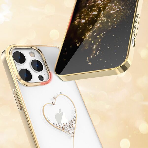 Kingxbar Kingxbar Wish Series etui iPhone 14 Plus ozdobione kryształami złote