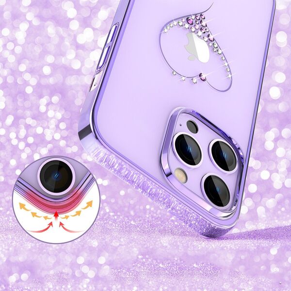 Kingxbar Kingxbar Wish Series etui iPhone 14 Plus ozdobione kryształami fioletowe