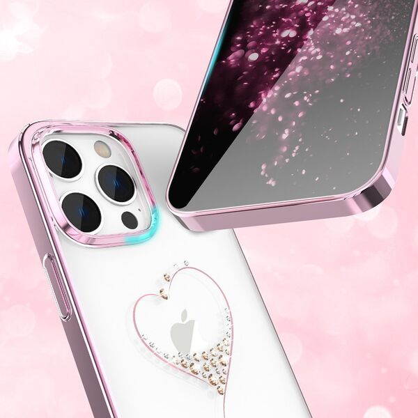 Kingxbar Kingxbar Wish Series etui iPhone 14 Plus ozdobione kryształami różowe