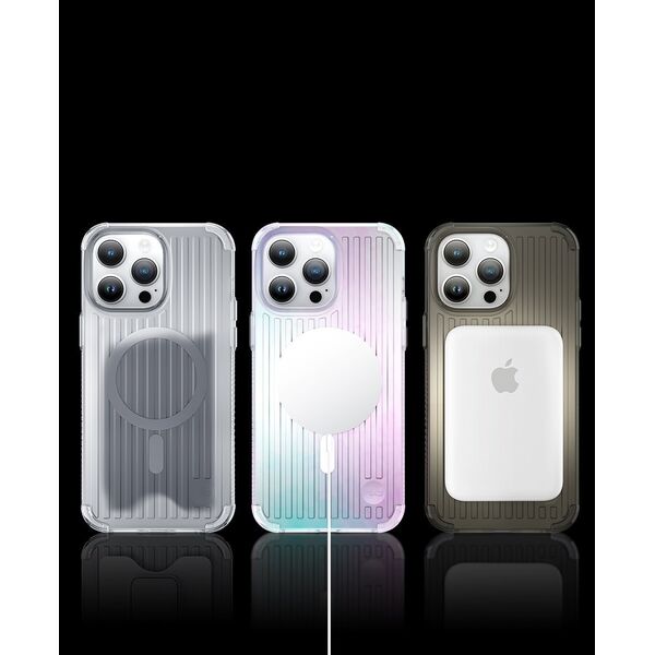 Kingxbar Kingxbar PQY Go Out Series magnetyczne etui iPhone 14 MagSafe srebrne