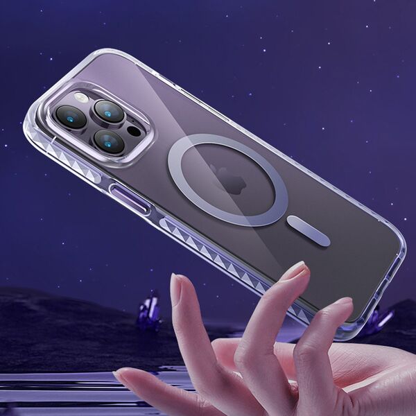 Kingxbar Kingxbar PQY Ice Crystal Series magnetyczne etui iPhone 14 Plus MagSafe szare