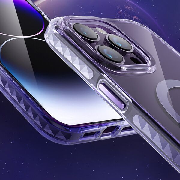 Kingxbar Kingxbar PQY Ice Crystal Series magnetyczne etui iPhone 14 Plus MagSafe fioletowe