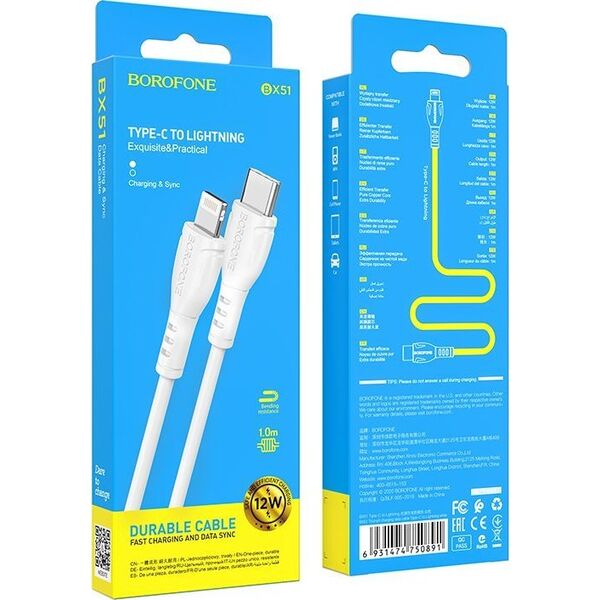Kabel USB USB-C - Lightning 1 m Biały (KABAV1161)