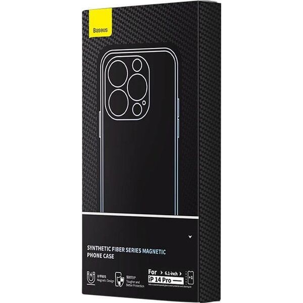 Baseus Magnetyczne etui Baseus Synthetic Fiber Series do iPhone 14 Pro (czarne) +szkło hartowane +zestaw czyszczący