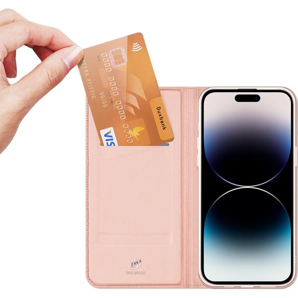 Dux Ducis Etui do iPhone 15 Pro Max pokrowiec z klapką i portfelem Dux Ducis Skin Pro - różowe