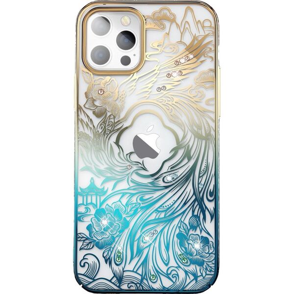 Kingxbar Etui Kingxbar Phoenix Full Swarovski Apple iPhone 14 Pro złoto-niebieskie