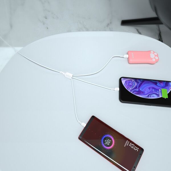 Kabel USB Dudao USB-A - USB-C + microUSB + Lightning 1.2 m Biały (DDA270)