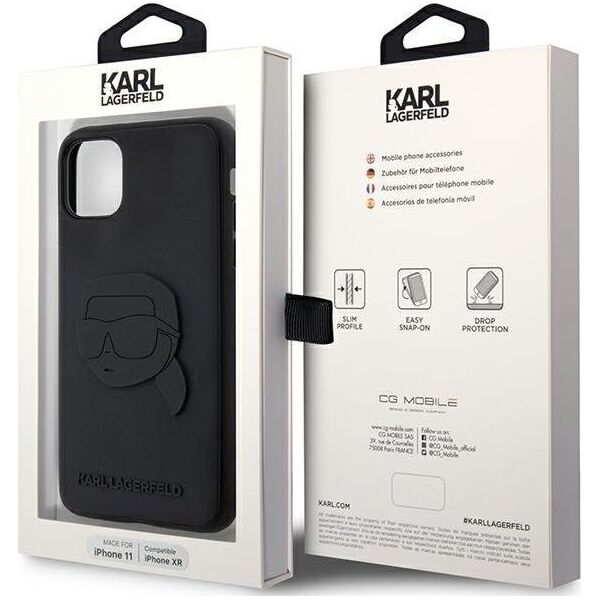 Karl Lagerfeld Etui Karl Lagerfeld KLHCN613DRKNK Apple iPhone 11/XR czarny/black hardcase Rubber Karl Head 3D
