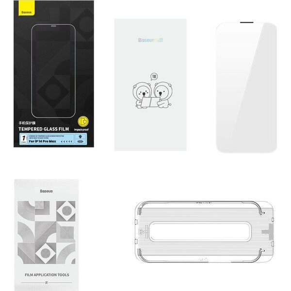 Baseus Szkło hartowane Baseus 0.4mm Corning HD Apple iPhone 14 Pro Max z filtrem przeciwpyłowym