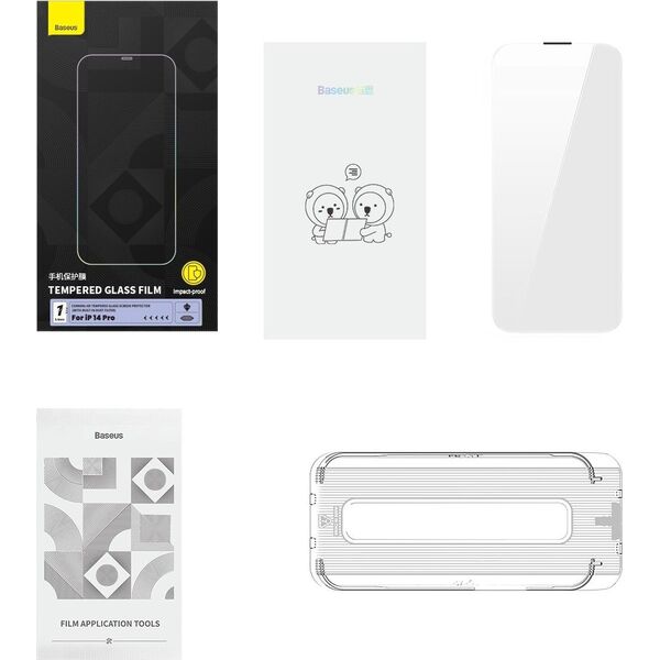 Baseus Szkło hartowane Baseus 0.4mm Corning HD Apple iPhone 14 Pro z filtrem przeciwpyłowym